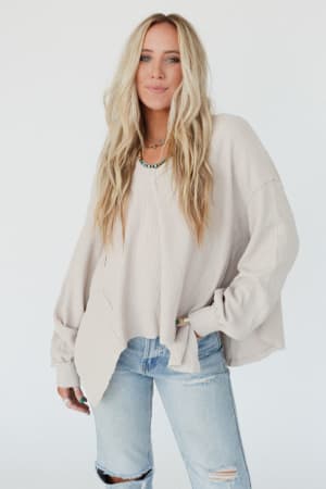 Poetry Thermal V Neck Top: undefined