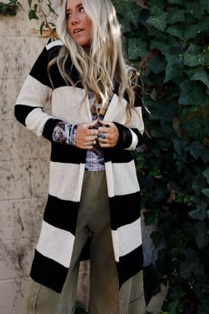 Maisie Striped Hoodie Cardigan: undefined
