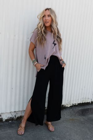 The Nest Dani Slit Wide Leg Pant: undefined