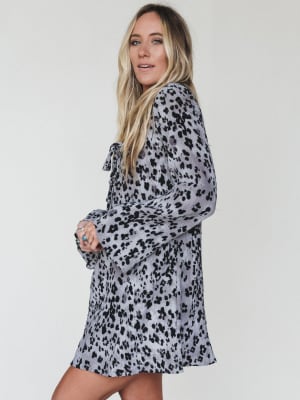 Catwalk Mini Dress - Grey Leopard L / Grey Leopard