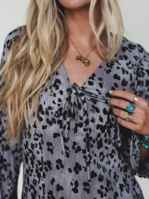 Catwalk Mini Dress  - Grey Leopard L / Grey Leopard