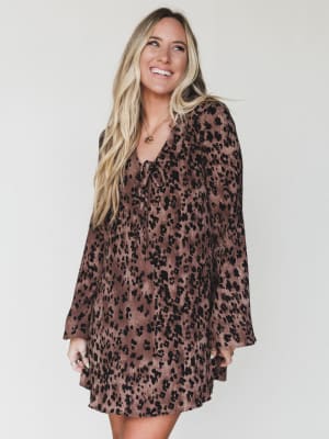 Catwalk Mini Dress - Mocha Leopard L / Mocha Leopard