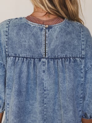 Denim Lover Puff Sleeve Dress - Indigo L / Indigo