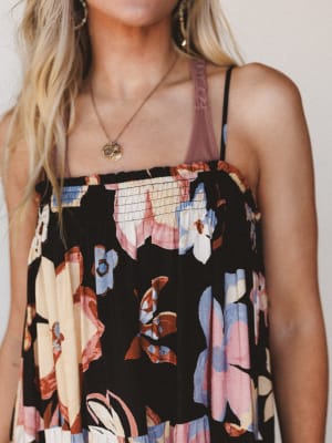 Mirra Floral Tiered Maxi Dress - Black L / Black