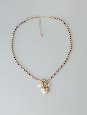 Heart On Lock Necklace - Gold Beige OS / Gold Beige