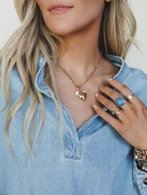 Heart On Lock Necklace - Gold Beige OS / Gold Beige