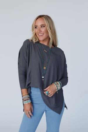 The Nest Rosemary Contrast Long Sleeve Top: undefined