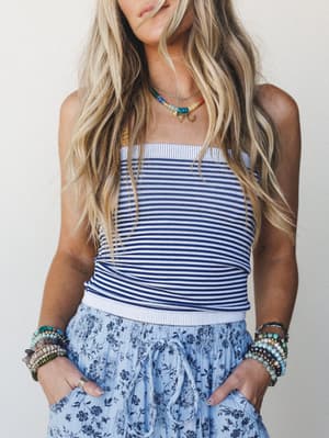 Lush Life Tube Top - Navy White OS / Navy White