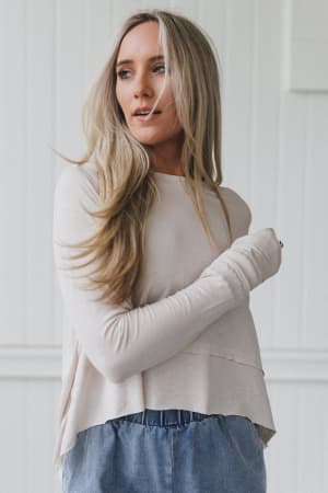 Mackenzie Side Slit Long Sleeve Top: undefined