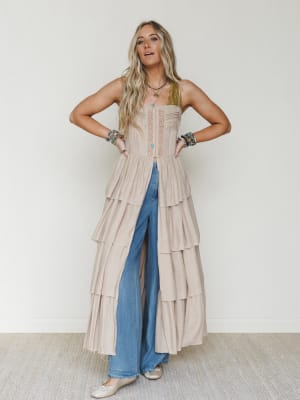 Prairie Breeze Tiered Maxi Top - Sand L / Sand