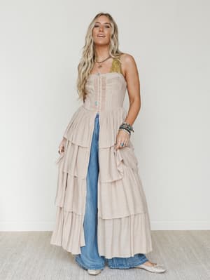 Prairie Breeze Tiered Maxi Top - Sand L / Sand