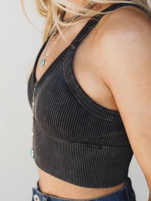 The Only One Ribbed Bralette - Black L/XL / Black