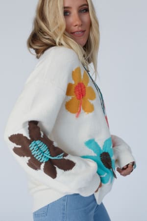 good-mood-flower-print-sweater-ivory/Ivory