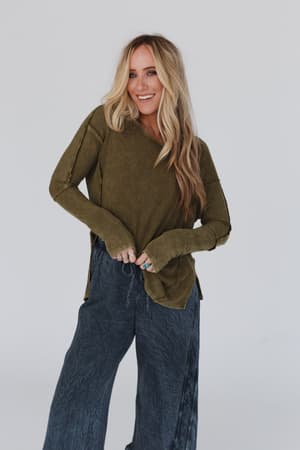 cant-miss-thermal-knit-top-olive/Olive