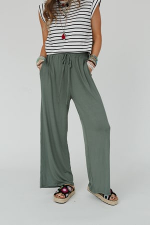 The Nest Forever Comfy Drawstring Wide Leg Pants: undefined