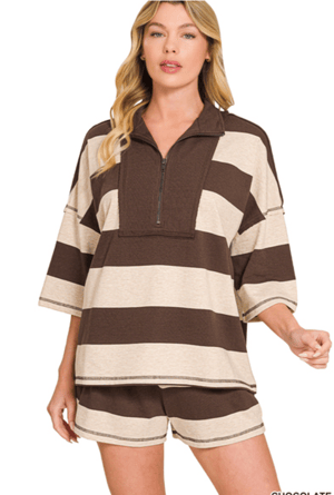 sunset-stripes-short-set-chocolate/Chocolate