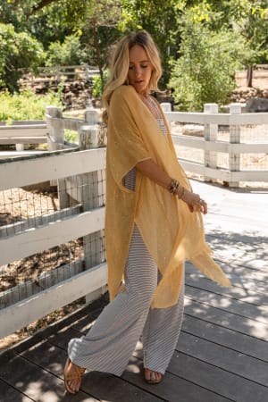 Mikka Sequin Frayed Trim Kimono: undefined