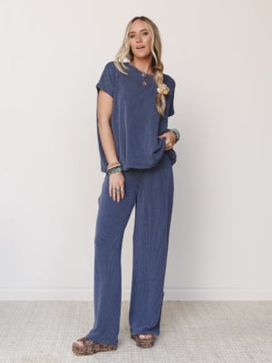 Flowers In Your Hair 3 Piece OOTW Set - Navy S / OS