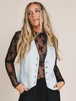 To The Top Denim Vest: undefined