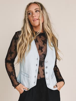 To The Top Denim Vest: undefined