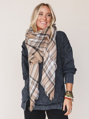 plaid-blanket-scarf-beige/Beige
