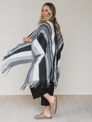 sweet-love-striped-ruana-shawl-gray/Gray