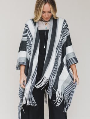 Sweet Love Striped Ruana Shawl: undefined
