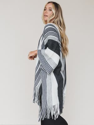 sweet-love-striped-ruana-shawl-gray/Gray