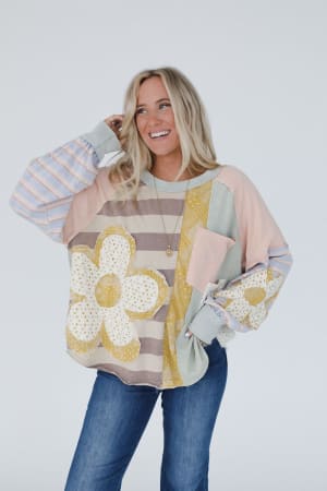 Daisy Darling Patchwork Top: undefined