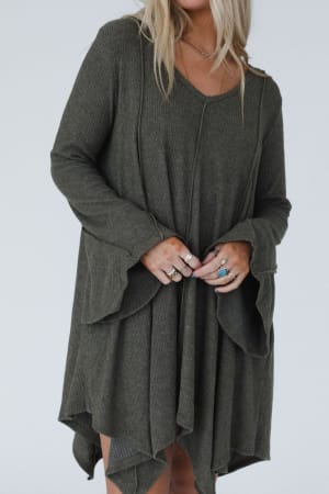 golden-hour-long-bell-sleeve-tunic-dress-olive/Olive