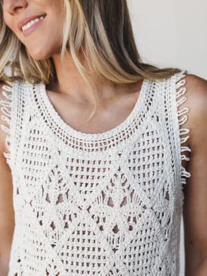 Breezy And Easy Crochet Tank - Natural S/M / Natural