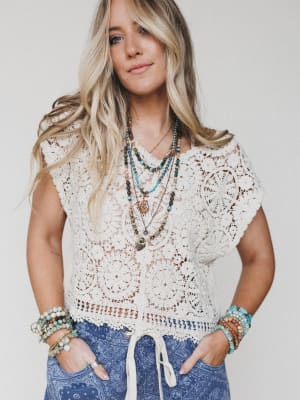 The Nest Morning Light Crochet Top: undefined