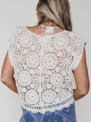 The Nest Morning Light Crochet Top - Natural L/XL / Natural