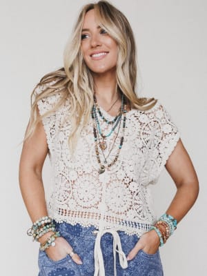 The Nest Morning Light Crochet Top - Natural L/XL / Natural