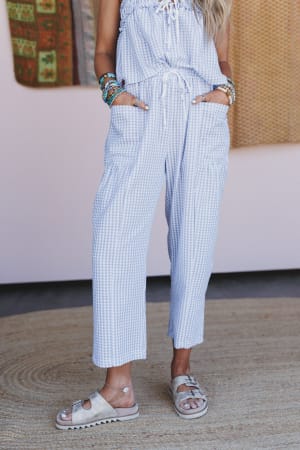 Bayside Gingham Print Pants: undefined