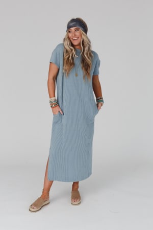 easy-days-maxi-slit-tee-dress-slate/Slate