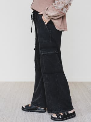 It's a Match Wide Leg Pants - Ash Black L / Ash Black
