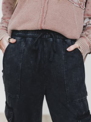 It's a Match Wide Leg Pants - Ash Black L / Ash Black