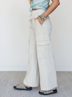 It's a Match Wide Leg Pants - Bone L / Bone