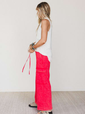 It's a Match Wide Leg Pants - Red L / Red