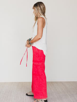 It's a Match Wide Leg Pants - Red L / Red