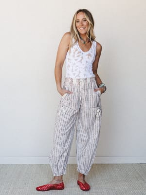Sunday Social Striped Drawstring Joggers - Oatmeal L / Oatmeal