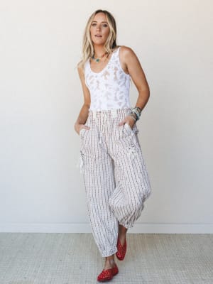 Sunday Social Striped Drawstring Joggers - Oatmeal L / Oatmeal