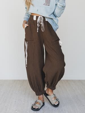 Ahoy Boho Striped Joggers: undefined