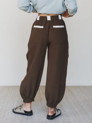 Ahoy Boho Striped Joggers - Chocolate L / Chocolate
