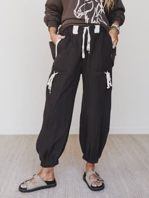 Ahoy Boho Striped Joggers: undefined