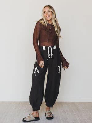 Ahoy Boho Striped Joggers - Midnight L / Midnight