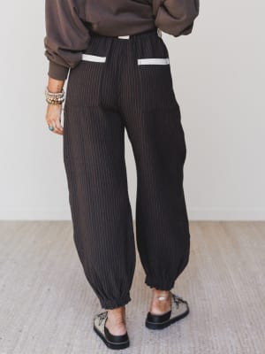 Ahoy Boho Striped Joggers - Midnight L / Midnight