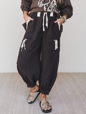 Ahoy Boho Striped Joggers - Midnight L / Midnight