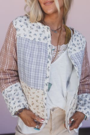 Lush Fields Contrast Shacket: undefined